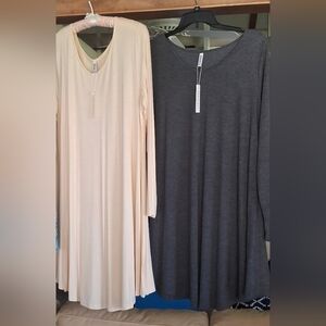 2 NWT Plus-sized Scoop Neck Long Sleeve T-shirt Dresses/Tunics